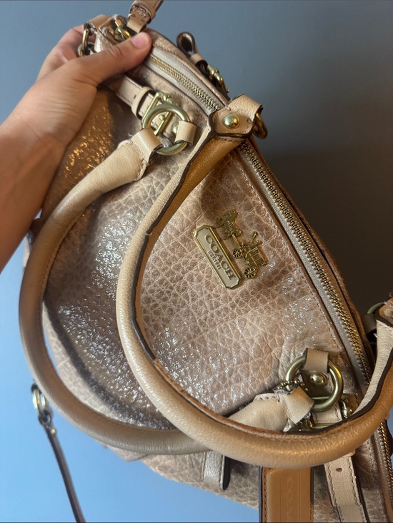 Coach Handbags - Coach Tan Leather Satchel with Gold Hardware